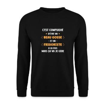 Beau gosse Frigoriste - Sweat-shirt Unisexe - noir - Devant - Alina (178cm) & Michal (187cm)