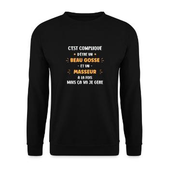 Beau gosse masseur - Sweat-shirt Unisexe - noir - Devant - Alina (178cm) & Michal (187cm)