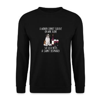 Saint-Bernard Chien Saint-Bernard - Sweat-shirt Unisexe - noir - Devant - Alina (178cm) & Michal (187cm)