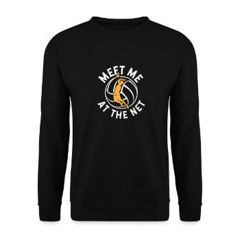 Triff mich am Netz Volleyballspieler lustig Sport - Unisex Pullover - Schwarz - Vorne - Alina (178cm) & Michal (187cm)