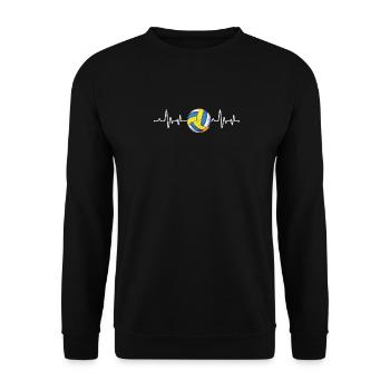 Volleyball Herzschlag Lustig Sportliebhaber Spiel - Unisex Pullover - Schwarz - Vorne - Alina (178cm) & Michal (187cm)