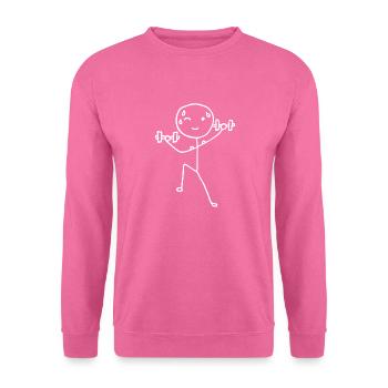 Stickperson, stickman soulevant des poids, dans le gymnase - Sweat-shirt Unisexe - rose - Devant