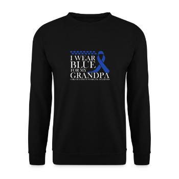 Ich Trage Blau Für Meinen Großvater - Bewusstsein - Unisex Pullover - Schwarz - Vorne - Alina (178cm) & Michal (187cm)
