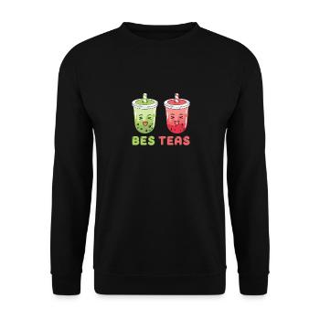 Boba Bubble Tea Cup in Anime Style - Unisex Sweatshirt - black - Front - Alina (178cm) & Michal (187cm)