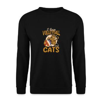 Ich liebe Volleyball und Katzen Kitty Workout - Unisex Pullover - Schwarz - Vorne - Alina (178cm) & Michal (187cm)