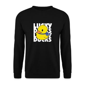 Journée des canards chanceux - Cadeau du jour de la chance - Canards jaunes - Sweat-shirt Unisexe - noir - Devant - Alina (178cm) & Michal (187cm)