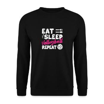 Manger dormir Volleyball Répéter des sports d’équipe amusants - Sweat-shirt Unisexe - noir - Devant - Alina (178cm) & Michal (187cm)