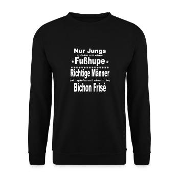 Jungs, Männer, Fußhupe - Bichon Frisé - Unisex Pullover - Schwarz - Vorne - Alina (178cm) & Michal (187cm)