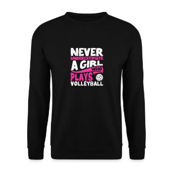 Never underestimate a girl who plays volleyball - Unisex Sweatshirt - black - Front - Alina (178cm) & Michal (187cm)