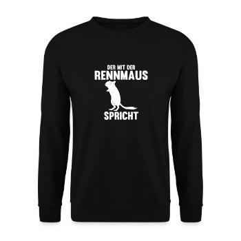 Maus Mäuse Rennmaus - Unisex Pullover - Schwarz - Vorne - Alina (178cm) & Michal (187cm)