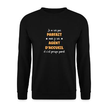 agent d accueil - Sweat-shirt Unisexe - noir - Devant - Alina (178cm) & Michal (187cm)