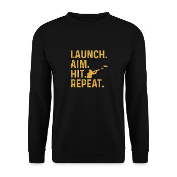 Trapschießen Skeet Tontaubenschießen - Unisex Pullover - Schwarz - Vorne - Alina (178cm) & Michal (187cm)