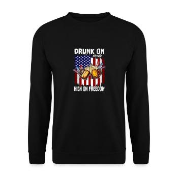 4th of July Drunk On Liberty High On Freedom - Sweat-shirt Unisexe - noir - Devant - Alina (178cm) & Michal (187cm)