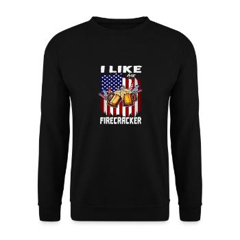 Funny 4th Of July Party I Like His Firecraker - Unisex Sweatshirt - black - Front - Alina (178cm) & Michal (187cm)