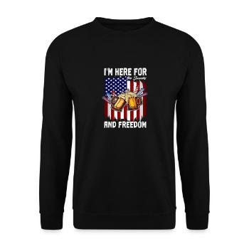 4th of July Im Here For The Snacks And Freedom - Unisex Sweatshirt - black - Front - Alina (178cm) & Michal (187cm)