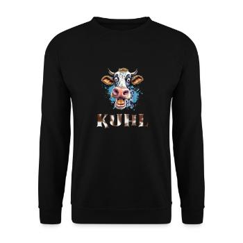 Lustiges Kuh, Spruch Kuhl, Bauern Land - Unisex Pullover - Schwarz - Vorne - Alina (178cm) & Michal (187cm)