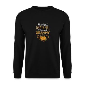 Dankbar Dankbar Gesegnet Grammy Kürbis - Unisex Pullover - Schwarz - Vorne - Alina (178cm) & Michal (187cm)