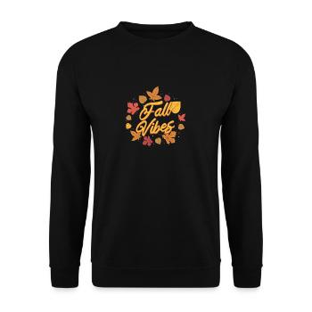 Hello Autumn Vibes Season Falling Autumn Leaves - Unisex Sweatshirt - black - Front - Alina (178cm) & Michal (187cm)