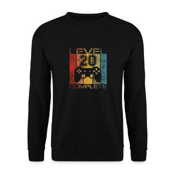 20 Geburtstag Gamer Level 20 complete Vintage - Unisex Pullover - Schwarz - Vorne - Alina (178cm) & Michal (187cm)