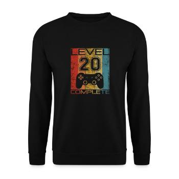 20 Geburtstag Gamer Level 20 complete Vintage - Unisex Pullover - Schwarz - Vorne - Alina (178cm) & Michal (187cm)