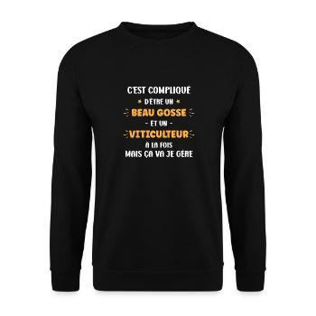 Beau viticulteur - Sweat-shirt Unisexe - noir - Devant - Alina (178cm) & Michal (187cm)