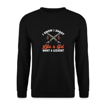 Tir au piège Tir au pigeon en argile Skeet - Sweat-shirt Unisexe - noir - Devant - Alina (178cm) & Michal (187cm)
