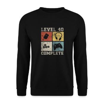 40 Birthday Gamer Niveau 40 Vintage complet - Sweat-shirt Unisexe - noir - Devant - Alina (178cm) & Michal (187cm)