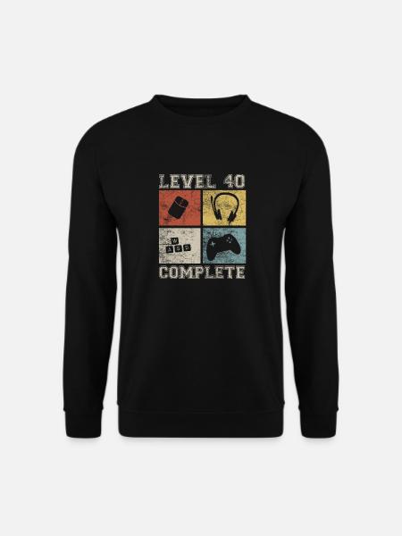 40 Geburtstag Gamer Level 40 complete Vintage - Unisex Pullover - Schwarz