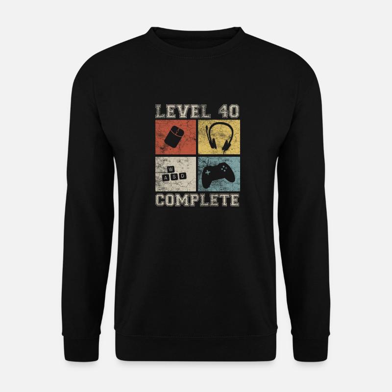 40 Geburtstag Gamer Level 40 complete Vintage - Unisex Pullover - Schwarz