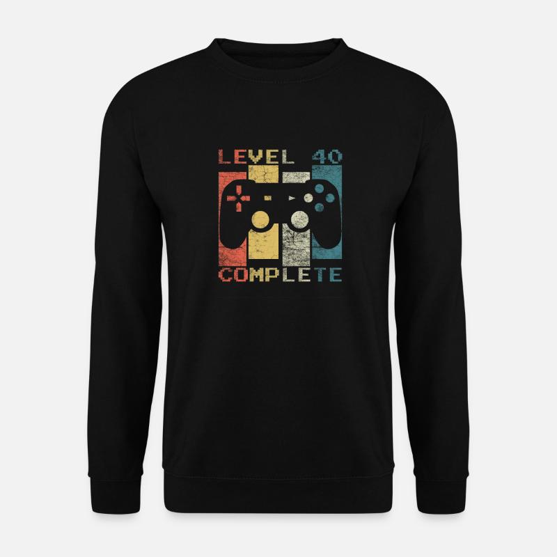 40 Geburtstag Gamer Level 40 complete Vintage - Unisex Pullover - Schwarz