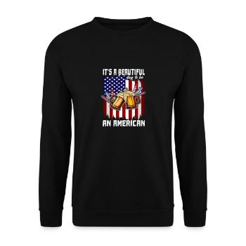 4th Of July It's A Beautiful Day To Be An - Unisex Pullover - Schwarz - Vorne - Alina (178cm) & Michal (187cm)