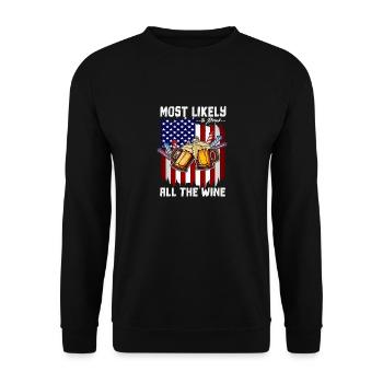 4th Of July Day Drinking Most Likely To Drink - Unisex Pullover - Schwarz - Vorne - Alina (178cm) & Michal (187cm)