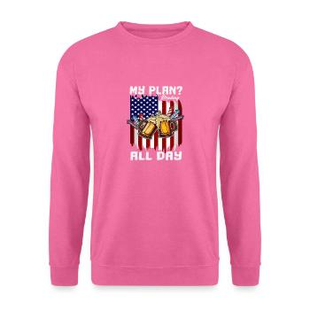 Jour du 4 juillet Ivre Mon plan Boire toute la journée - Sweat-shirt Unisexe - rose - Devant