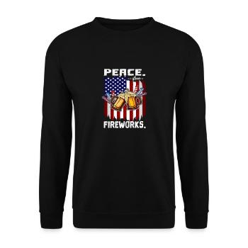 Happy 4th Of July Peace Love Fireworks USA Flag - Unisex Pullover - Schwarz - Vorne - Alina (178cm) & Michal (187cm)