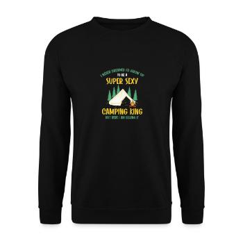 Camping Outdoor Mountain Camper Wandern Camping - Unisex Pullover - Schwarz - Vorne - Alina (178cm) & Michal (187cm)