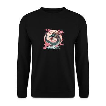 Japanese Dragon Cool Fantasy Chinese Asian Dragon - Unisex Sweatshirt - black - Front - Alina (178cm) & Michal (187cm)