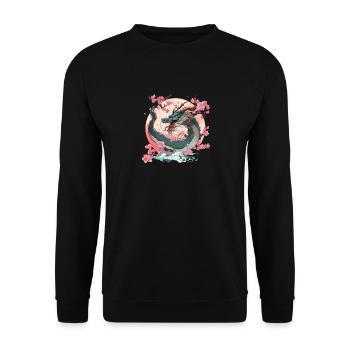 Rétro Dragon Japonais Manga Dragon Chinois Cool - Sweat-shirt Unisexe - noir - Devant - Alina (178cm) & Michal (187cm)