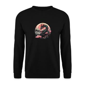 Fantasy Chinesischer Drache Cool Anime Arts Drachenspaß - Unisex Pullover - Schwarz - Vorne - Alina (178cm) & Michal (187cm)