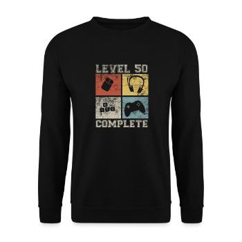 50 Birthday Gamer Niveau 50 Vintage complet - Sweat-shirt Unisexe - noir - Devant - Alina (178cm) & Michal (187cm)