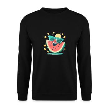 Wassermelone Lustige Sommer Frucht Sonnenbrille Familie - Unisex Pullover - Schwarz - Vorne - Alina (178cm) & Michal (187cm)