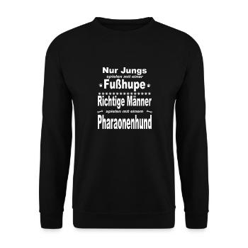 Jungs, Männer, Fußhupe - Pharaonenhund - Unisex Pullover - Schwarz - Vorne - Alina (178cm) & Michal (187cm)