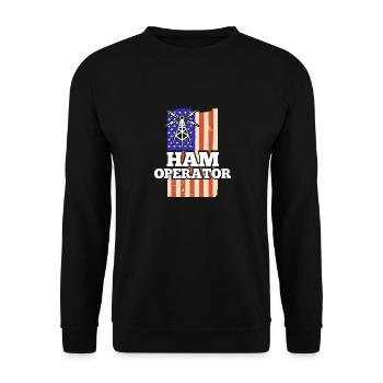 American Flag Signal Network Ham Radio Ham Operato - Unisex Sweatshirt - black - Front - Alina (178cm) & Michal (187cm)