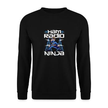 Funny Ham Radio Ninja Antenna Signal Amateur Radio - Unisex Sweatshirt - black - Front - Alina (178cm) & Michal (187cm)