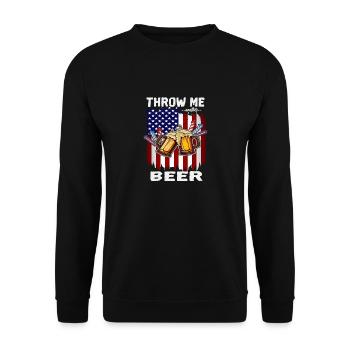 4th Of July Throw Me Another Beer American Flag - Unisex Sweatshirt - black - Front - Alina (178cm) & Michal (187cm)