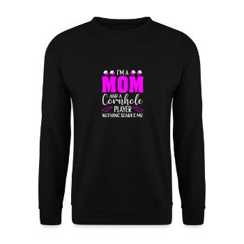 Cornhole-Spieler Cornhole-Team-Cornhole-Spiel - Unisex Pullover - Schwarz - Vorne - Alina (178cm) & Michal (187cm)