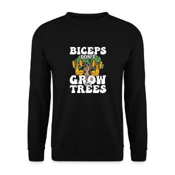 Biceps don't Grow On Trees Workout Training Weight - Unisex Sweatshirt - black - Front - Alina (178cm) & Michal (187cm)