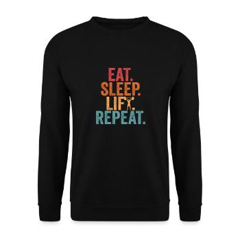Eat. Sleep. Lift. Repeat. Weight Lifting Workout T - Unisex Sweatshirt - black - Front - Alina (178cm) & Michal (187cm)