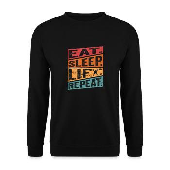Eat. Sleep. Lift. Repeat. Workout Training Weight - Unisex Sweatshirt - black - Front - Alina (178cm) & Michal (187cm)
