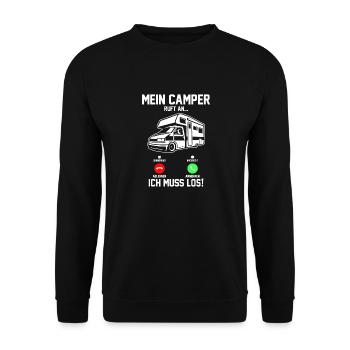 Wohnmobil Wohnwagen Camping Camper - Unisex Pullover - Schwarz - Vorne - Alina (178cm) & Michal (187cm)