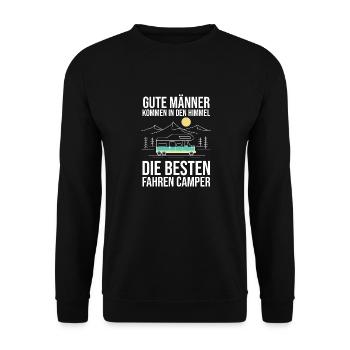 Wohnmobil Wohnwagen Camper Camping - Unisex Pullover - Schwarz - Vorne - Alina (178cm) & Michal (187cm)